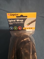 Cargoloc Spiral Wrap 8ftx3/8″ FSP Clear Flexible Plastic Protects Organize Wires