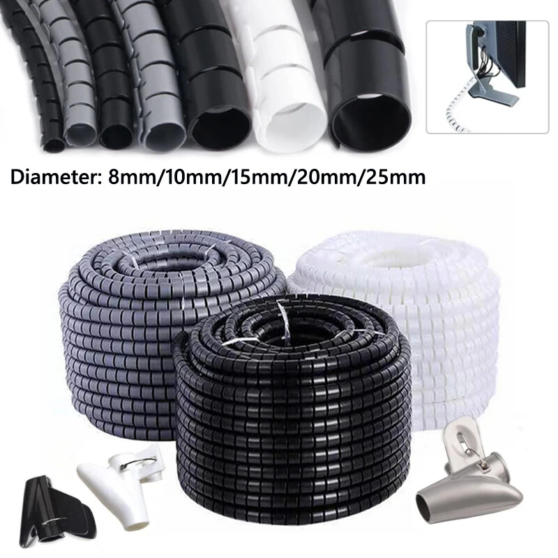 8~25mm Wrap Cable Binding Tidy Leads on TV / PC / Home Cinema / CCTV Wires Hide
