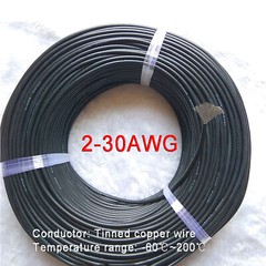 Black 2-30AWG Flexible Silicone Cable, HIGH TEMP 200℃, 0.08mm Tinned Copper Wire