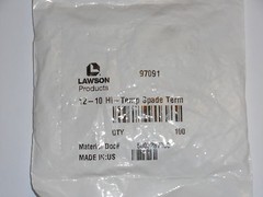 NEW LAWSON SPADE TERMINAL 12-10 AWG , NON INSULATED/HI TEMP #10 STUD ,100-PACK