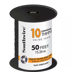 Southwire 10 Stranded Building Wire Black 50 Ft THHN LOT X 2