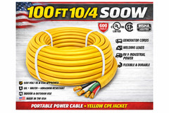 10/4 SOOW Portable Cord 100FT 600V UL CSA Black Flexible Cable USA Made Yellow