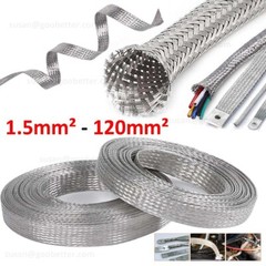 Braided Fabric Cable Flat Tinned Copper Metal Shielding Braided Sleeve Wire