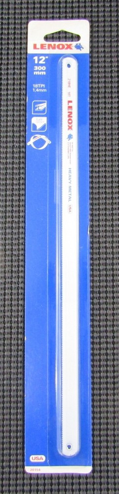 LENOX 20154-218HE 12″ BI-METAL SHATTER RESISTANT 18TPI HACKSAW BLADE – NEW