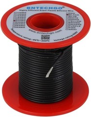 22 Gauge Silicone Wire Spool 100 ft Black Flexible 22 AWG Stranded Tinned Cop…