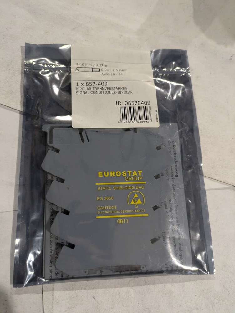 WAGO 857-409 BIPOLAR TRENNVERSTÄRKERSIGNAL CONDITIONER-BIPOLAR EACH