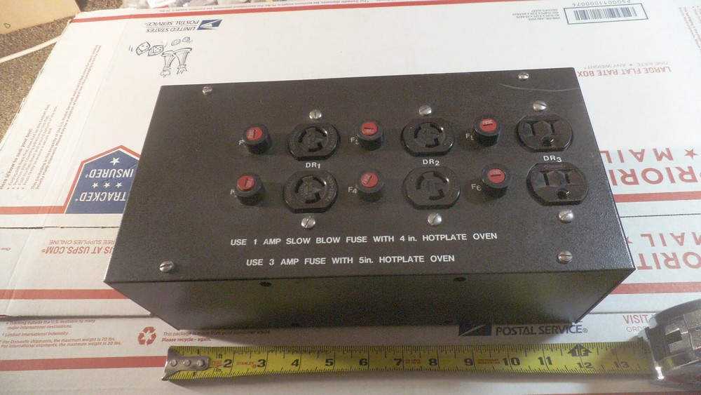 Custom electrical enclosure with Hubbell receptacles 12″ x 6″ x 5-1/2″