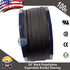 100 FT 3/8″ Black Expandable Wire Cable Sleeving Sheathing Braided Loom Tubing