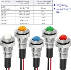 UL Listed 8mm Indicator Light Waterproof IP67 Metal Stainless Steel Indicator