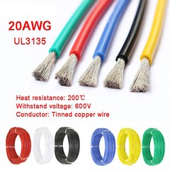 20AWG Flexible Silicone Wire Cable 8 Colours, HIGH TMPE 200℃, Tinned Copper Wire