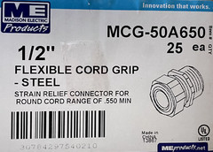 Madison Electric MCG-50A650, Flexible Cord Grip, 1/2″, Steel, QTY 25
