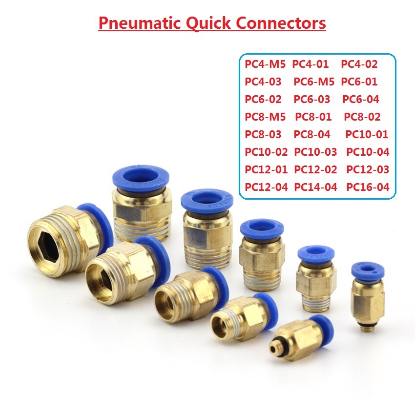 PC Pneumatic Male Thread Adaptor Pipe Push Fit Straight Quick Connectors Fitting