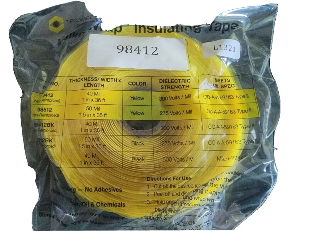 TPC Vulko Wrap Insulating Tape (#98412) 1″ X 36 ft, 40 MIL