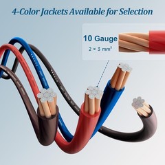 10 Gauge Wire (25FT Each, Red/Black), Low Voltage Primary 25FT, Black+Red