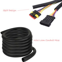 Flexible Conduit Split Wire Loom Corrugated Electrical Car Wire Cable Protection