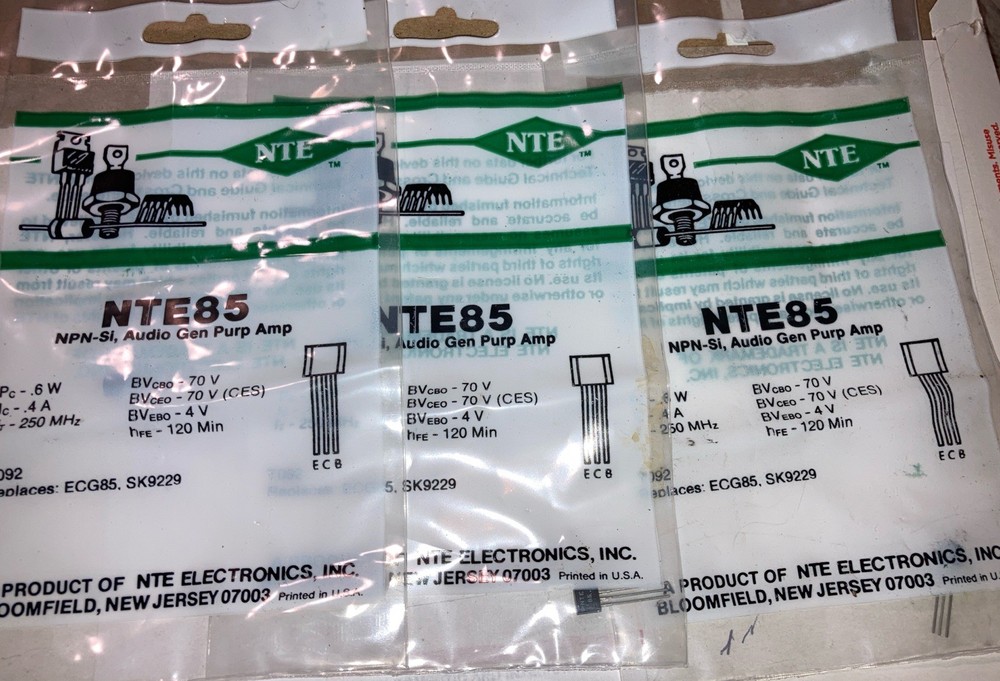 (5) NTE NTE85 Silicon NPN Transistor General Purpose Amplifier – Lot of 3