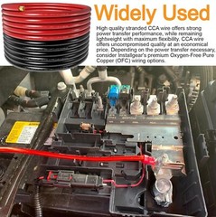 20FT 1/0 Gauge Wire Copper Clad Aluminum CAA,10pcs Lugs Terminal Red