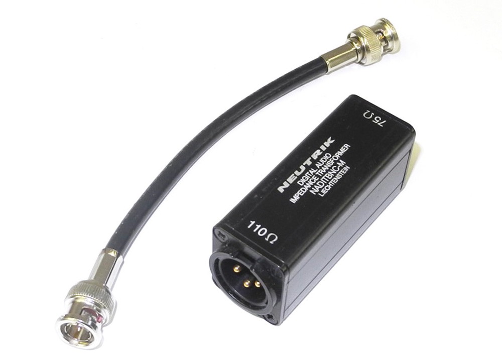 Neutrik NADITBNC-M Digital AES BNC To Male XLR Balun Transformer With Cable. NM