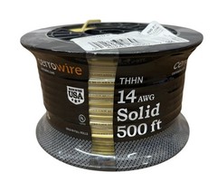 Cerrowire 500 ft. 14 Gauge AWG Yellow Solid Copper Electrical Wire THHN