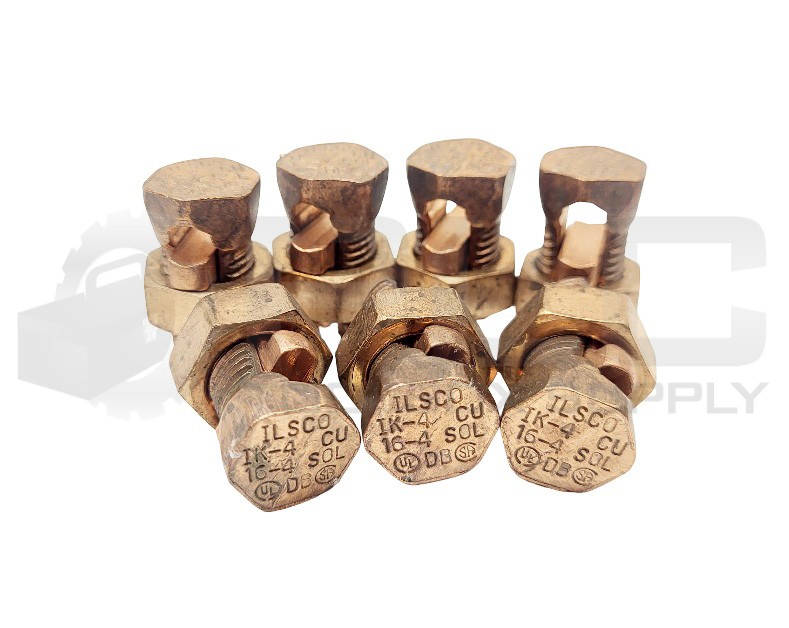 NEW LOT OF 7 ILSCO IK-4 COPPER SPLIT-BOLT CONNECTOR