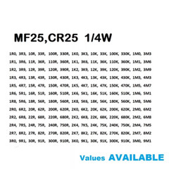 ‌100PCS MF25 Resistors 1/4W ±1% Metal Film 0R-10MΩ Full Range Bulk Pack‌