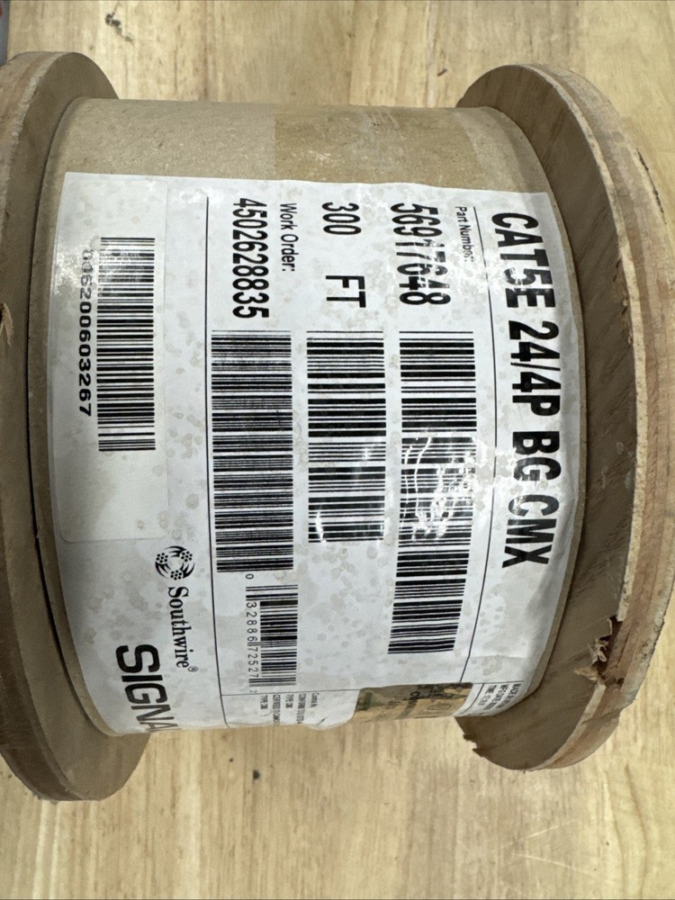 Southwire 300 ft. Tan 24/4 Solid CU CAT5e CMR-CMX Indoor/Outdoor Data Cable