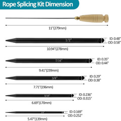 6-In-1 Rope Splicing Tools FID Kit for 1/4″, 5/16″, 3/8″, 7/16″ & 1/2″ Double Br