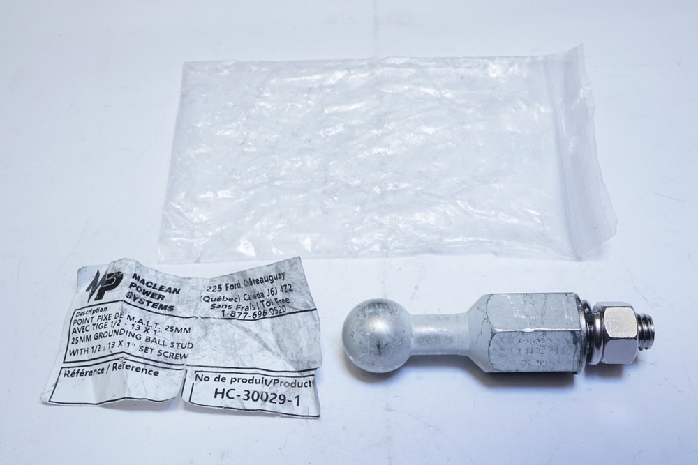 New MACLEAN POWER SYSTEMS GROUND BALL STUD 25MM HC30029-1 1/2-13X1″ Ships FREE