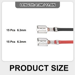 30Pcs Female Spade Crimp Terminal 6.30mm 30cm Wires