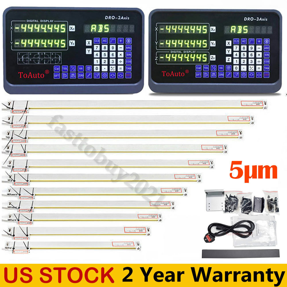 ToAuto Digital Readout 2/3 Axis DRO w/ Linear Scale 5μm Glass Encoder for CNC,US