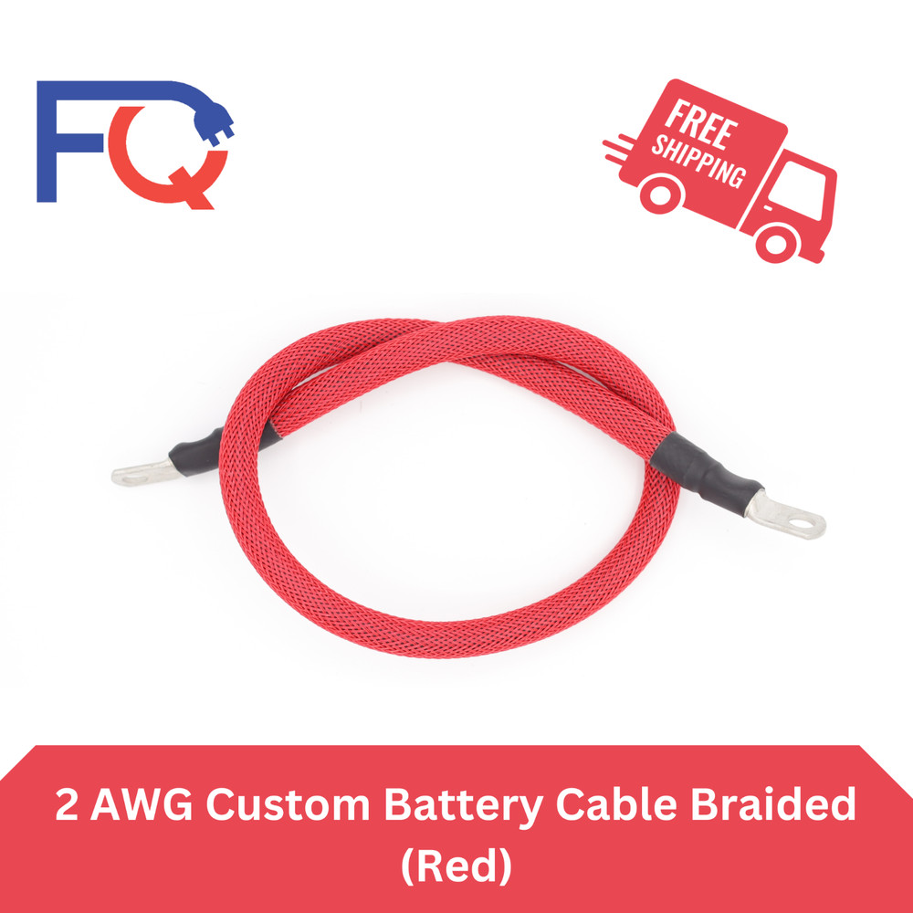 2 AWG Gauge Custom Battery Cable Copper Braided (Red)