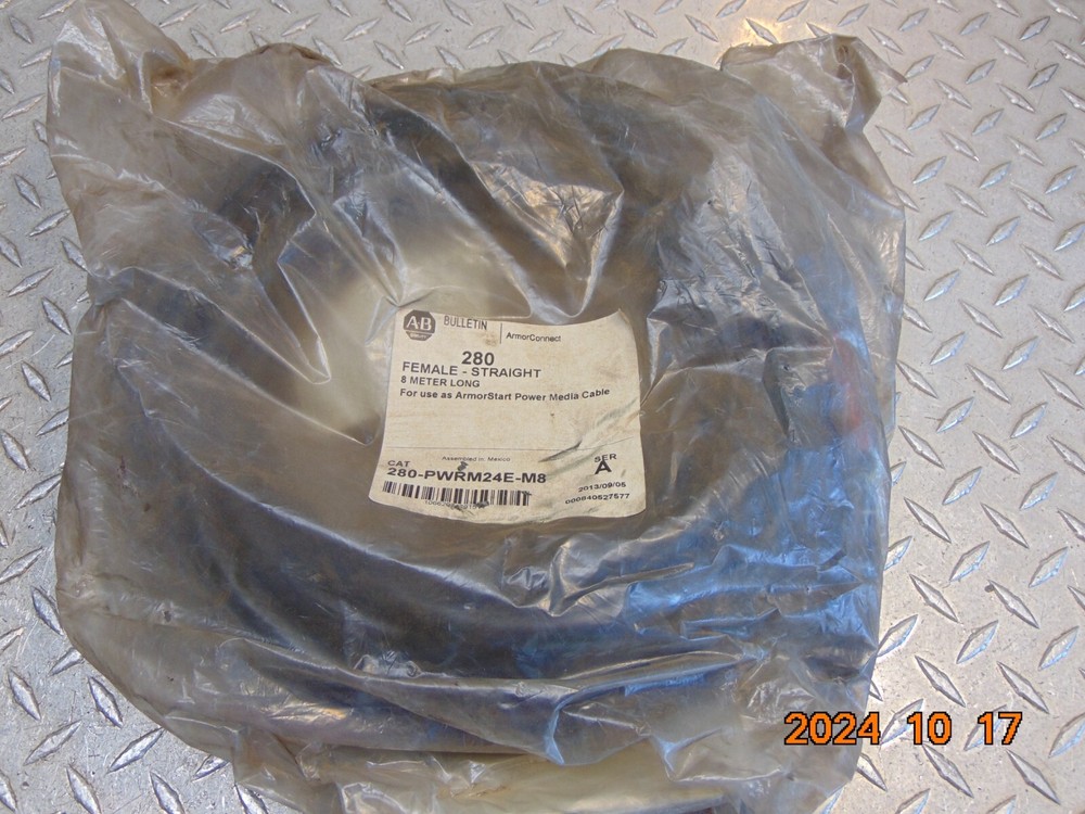 ALLEN BRADLEY 280-PWRM24E-M8 POWER MEDIA CABLE FEMALE STRAIGHT 8M LONG