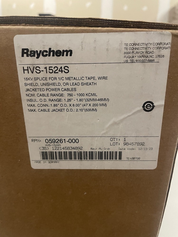 Raychem HVS-1524S Splice, 15kV, Metallic Tape Wire, MPN 059261-000