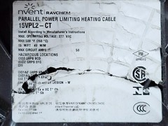 nVent/Raychem 15VPL2-CT High Temp Power Limited Heat Trace Cable 15W/Ft 277V/1ft
