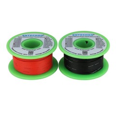 24AWG Silicone Wire 100ft Red Black Flexible Tinned Copper Cable 600V
