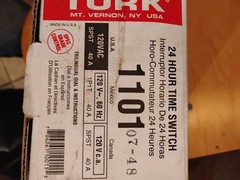Tork 1101 Mechanical Time Switch 24 Hour 120V 40A SPST Metal Indoor Timer Box