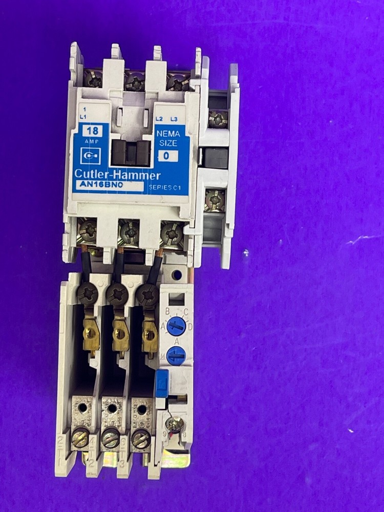 Cutler Hammer AN16BN0 SeriesC1, 18A Nema Size 0 w/ C306DN3 Series B1 Aux Contact