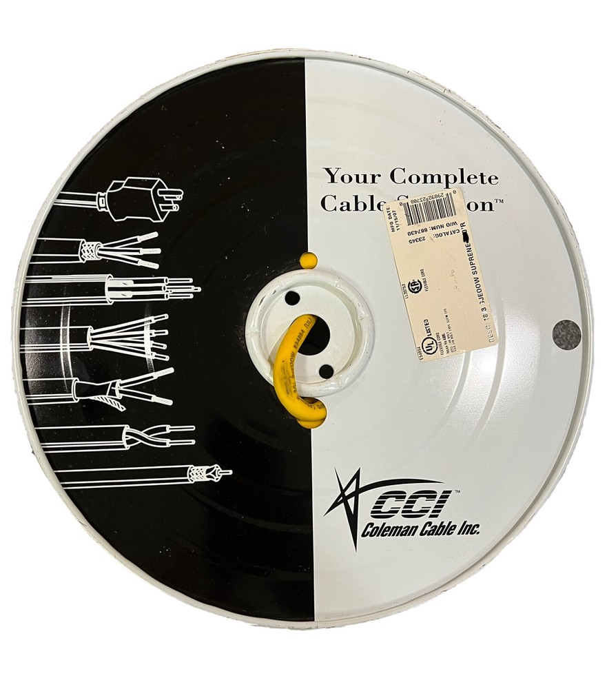 CCI Suprene 18/3 FLEXIBLE CORD 105 18 AWG 3/C SJEOOW 300V 3 Wire Yellow 85’ Ft