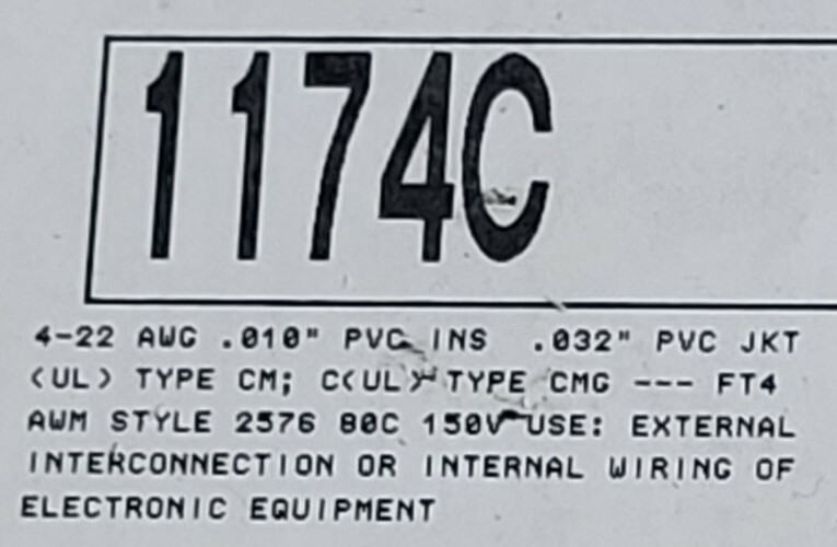 Alpha Wire 1174C 22/4C Audio/Communication/Control Cable 300V 75C CMG Gray /50ft