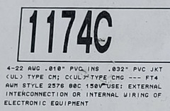 Alpha Wire 1174C 22/4C Audio/Communication/Control Cable 300V 75C CMG Gray /50ft
