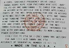 Belden 29503 10/3C+G 300% Ground VFD Variable Frequency Drive Motor Cable /5ft