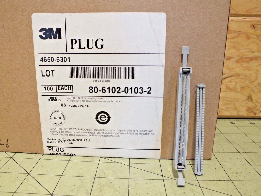 New 3M 4650-6301 Headers & Wire Housings 50P OPEN END PLUG, 1 Amp, 30 Volt, 105C