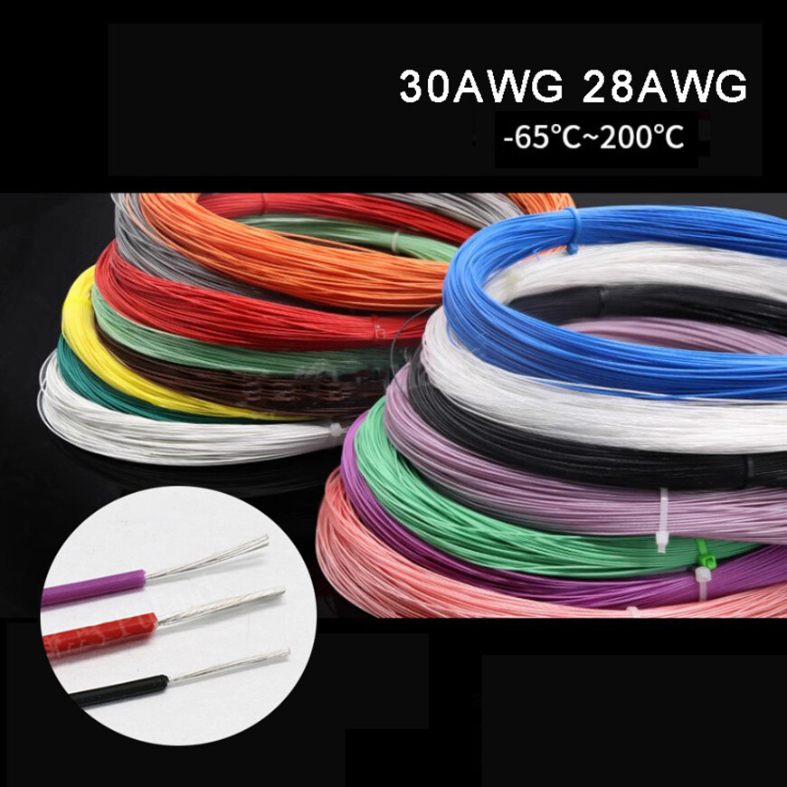 300V Silver Plated Copper Polytetrafluoro PTFE Wire Stranded Cable 30awg 28awg