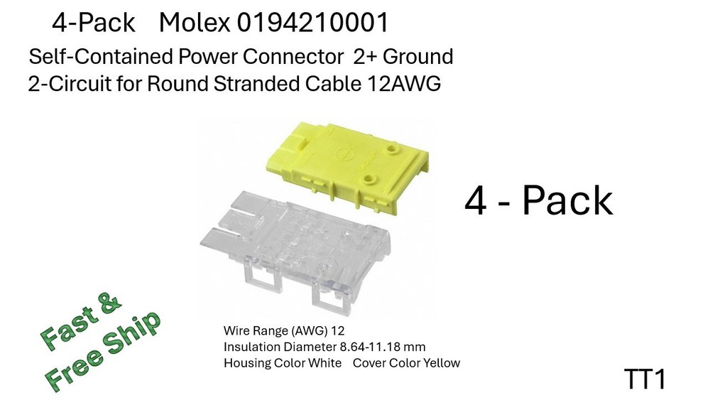 4-Pack Molex 0194210001 12-AWG Round SC Power Connector Free Ship