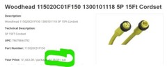 15 Foot Mini-Change Cord-Set 16/5 AWG SOO 115020C01F150 [A6B3]