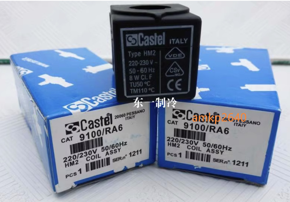 ONE NEW Electromagnetic valve coil 220V 9100/RA6 Castel Type HM2 amk