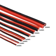 Red And Black Double Parallel Wires Extra 14 16 18 20 22 24AWG Soft Silicone