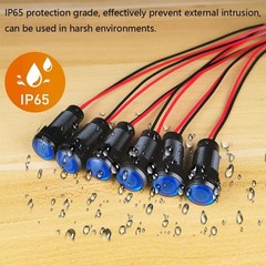Blue LED Indicator Indicator Light 6 Pack 10mm Mounting Hole AC DC 12V 24V