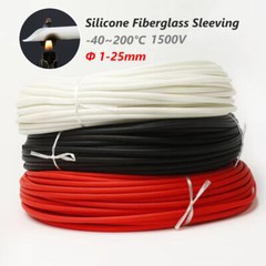 Fiberglass Sleeving Silicone Covered High Temp Tube Cable Wire Sheath 1-25mm