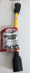 Twist-to-Lock Cord Adapter 9″ 12/3 STW Yellow 15A 125V Plug to L5-20R Generator